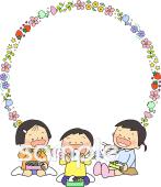 図書室・図書館向けお弁当 丸枠無料イラストお試しフリー素材(カット)