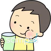 図書室・図書館向けブクブクうがい無料イラストお試しフリー素材(カット)