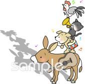 図書室・図書館向けブレーメンの音楽隊 童話無料イラストお試しフリー素材(カット)