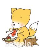 図書室・図書館向けキツネ 編み物無料イラストお試しフリー素材(カット)