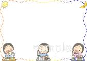 図書室・図書館向け子ども 食事 一日無料イラストお試しフリー素材(カット)