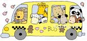 幼稚園向けスクールバス無料イラストお試しフリー素材(カット)