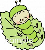 幼稚園向けアオムシ無料イラストお試しフリー素材(カット)