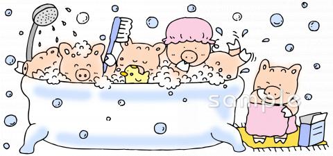 幼稚園向けおふろ無料イラストお試しフリー素材(カット)