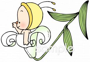 幼稚園向け花 ミツバチ無料イラストお試しフリー素材(カット)