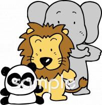 幼稚園向け動物 並んで無料イラストお試しフリー素材(カット)