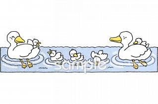 幼稚園向け親子 アヒル無料イラストお試しフリー素材(カット)