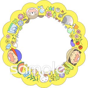幼稚園向けフォトフレーム 7月無料イラストお試しフリー素材(カット)