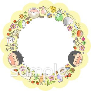 幼稚園向けフォトフレーム 10月無料イラストお試しフリー素材(カット)