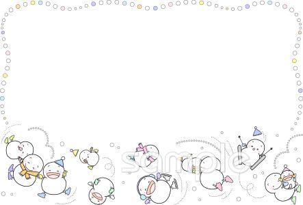 幼稚園向けメッセージカード 雪だるま無料イラストお試しフリー素材(カット)