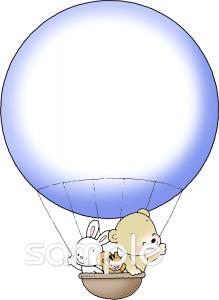 幼稚園向け気球 飛んでいる無料イラストお試しフリー素材(カット)