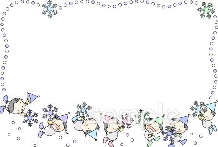 幼稚園向けメッセージカード 雪無料イラストお試しフリー素材(カット)