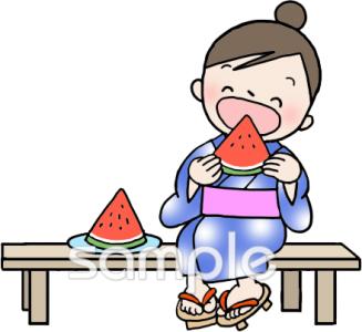 幼稚園向け夕涼み無料イラストお試しフリー素材(カット)