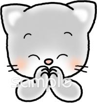 幼稚園向けいただきます ネコ無料イラストお試しフリー素材(カット)