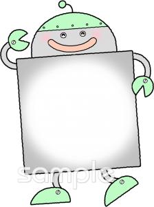 幼稚園向けロボット 文字枠無料イラストお試しフリー素材(カット)