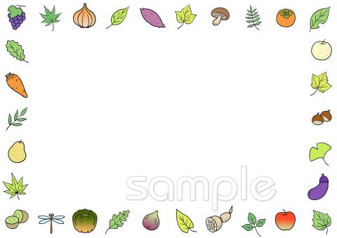 幼稚園向け秋 飾り枠無料イラストお試しフリー素材(カット)
