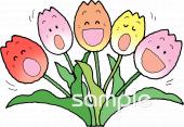 幼稚園向けチューリップ無料イラストお試しフリー素材(カット)