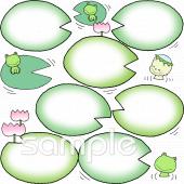 幼稚園向けカエル ハス無料イラストお試しフリー素材(カット)