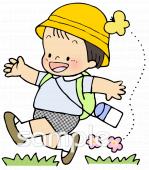 幼稚園向け遠足 歩く 男の子無料イラストお試しフリー素材(カット)