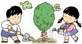 幼稚園向け記念植樹無料イラストお試しフリー素材(カット)