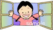 幼稚園向け空気の入れかえ無料イラストお試しフリー素材(カット)