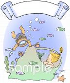 幼稚園向け暑中見舞い無料イラストお試しフリー素材(カット)