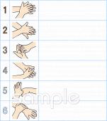 幼稚園向け手の洗い方無料イラストお試しフリー素材(カット)