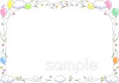 幼稚園向け風船 飾り枠無料イラストお試しフリー素材(カット)
