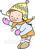 幼稚園向け耳あて付き帽子 防寒無料イラストお試しフリー素材(カット)