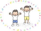 幼稚園向けラジオ体操 子ども無料イラストお試しフリー素材(カット)