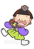 幼稚園向け五人囃子 小鼓 3月の壁面飾り無料イラストお試しフリー素材(カット)