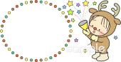 幼稚園向けトナカイ かぶりもの無料イラストお試しフリー素材(カット)