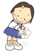 幼稚園向け手を洗う 女の子無料イラストお試しフリー素材(カット)