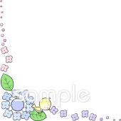 幼稚園向けコーナー枠 紫陽花無料イラストお試しフリー素材(カット)
