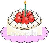 幼稚園向けケーキ ろうそく無料イラストお試しフリー素材(カット)