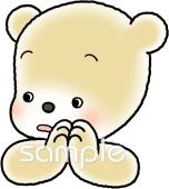 幼稚園向けいただきます クマ無料イラストお試しフリー素材(カット)