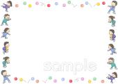 幼稚園向けドッジボール 枠無料イラストお試しフリー素材(カット)