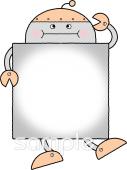 幼稚園向けロボット 文字枠無料イラストお試しフリー素材(カット)