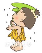 幼稚園向け雨 見上げる無料イラストお試しフリー素材(カット)