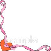 幼稚園向けリボン コーナー飾り ハート無料イラストお試しフリー素材(カット)