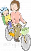 公民館・市役所・町村役場のための子供乗せ自転車無料イラストお試しフリー素材(カット)