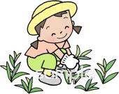 公民館・市役所・町村役場のための女の子 草引き無料イラストお試しフリー素材(カット)