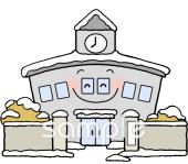 公民館・市役所・町村役場のための校舎 雪無料イラストお試しフリー素材(カット)