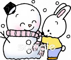 公民館・市役所・町村役場のための雪だるま マフラー無料イラストお試しフリー素材(カット)