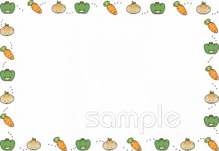 公民館・市役所・町村役場のための野菜 フレーム 給食だより無料イラストお試しフリー素材(カット)