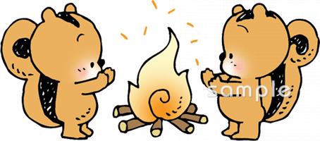 公民館・市役所・町村役場のためのたき火無料イラストお試しフリー素材(カット)