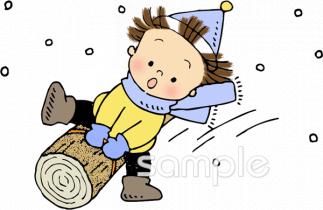 公民館・市役所・町村役場のための雪遊び 男の子無料イラストお試しフリー素材(カット)