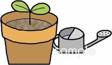 公民館・市役所・町村役場のためのじょうろ 植木鉢無料イラストお試しフリー素材(カット)