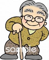 公民館・市役所・町村役場のためのおじいさん 杖無料イラストお試しフリー素材(カット)