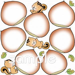 公民館・市役所・町村役場のためのめあてカード 栗拾い無料イラストお試しフリー素材(カット)